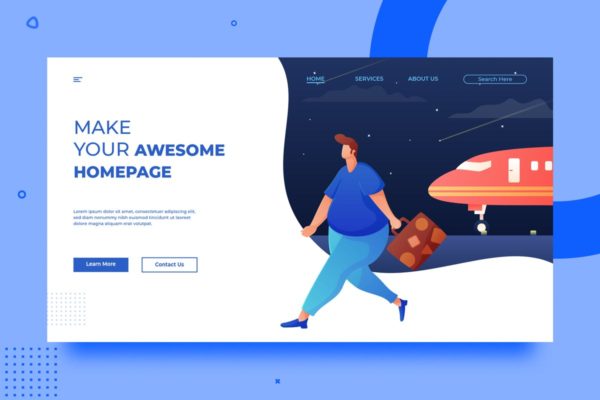 旅行概念插画旅行网站主页设计模板素材 SRTP – Traveling Banner Homepage