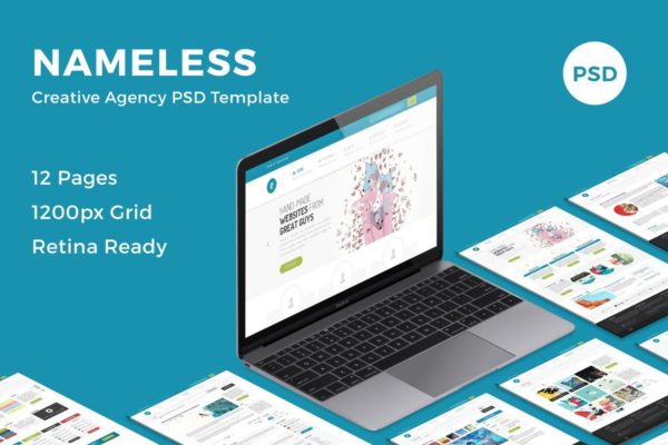 初创公司/创意机构官网设计PSD网站模板 Nameless – Creative Agency PSD Template