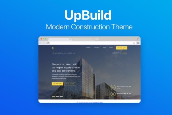 现代建筑设计公司网站设计PSD分层设计模板素材 UpBuild – Modern Construction Theme