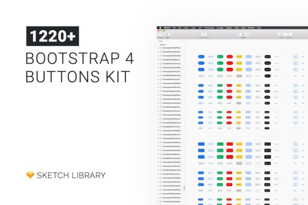 Sketch按钮组件库[1220+按钮样式] Buttons Kit – Sketch Library mButtons