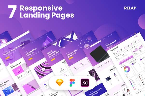 第一素材下午茶：时尚的响应式网页落地页模板设计企业官网模板文件[XD,Sketch]