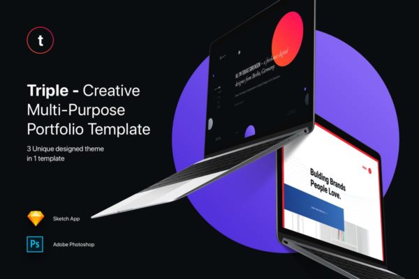 创意代理业务网站/自由职业者个人网站设计UI设计模板素材 Triple – Creative Multi-Purpose Portfolio Template