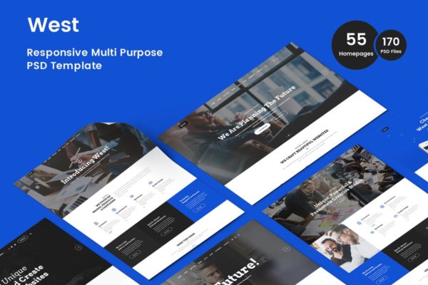 多行业适用创意多功能商业网站设计PSD分层设计模板素材 West Multi-Purpose Business PSD Template