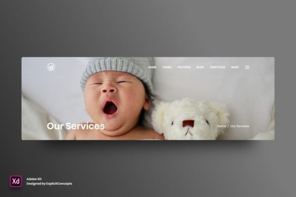 着陆页网页顶部设计UI设计模板素材Vol.5 Page Title Vol 05 – Adobe XD