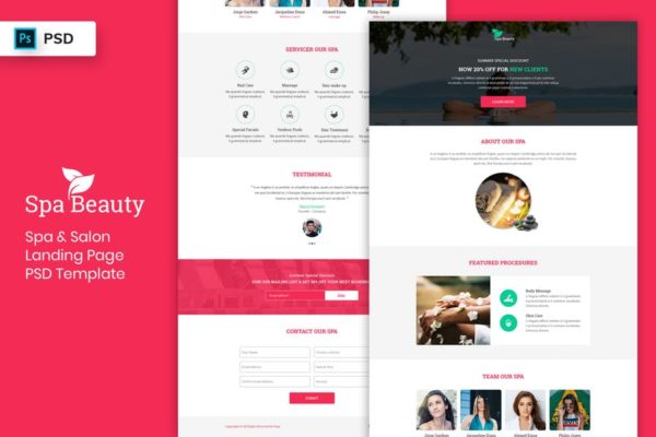 沙龙&SPA水疗会所网站着陆页设计PSD分层设计模板素材V2 Spa & Salon – Landing Page PSD Template-02
