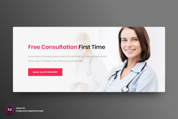 医疗主题网站CTA页面设计模板素材 Call to Action Medical – Adobe XD