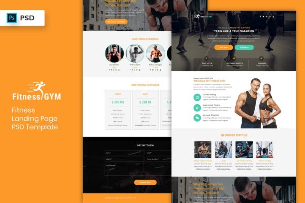 健身俱乐部/健身房官网着陆页设计PSD分层设计模板素材V2 Fitness – Landing Page PSD Template-02