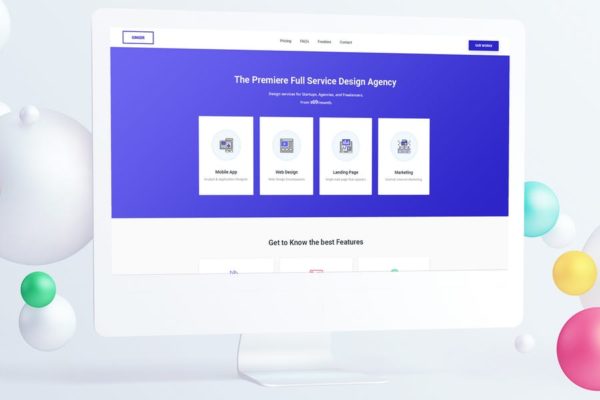 设计咨询服务网站着陆页设计PSD分层设计模板素材 Design Agency Landing Page PSD Template