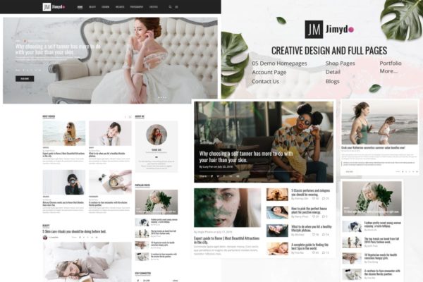 极简主义的女性时尚性杂志博客设计PSD分层设计模板素材 Jimydo – Blog / Magezine PSD Template