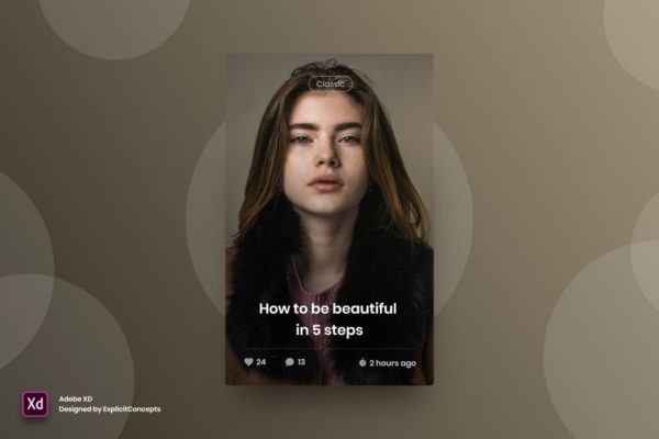 博客文章列表小部件窗口设计模板素材 Blog Widget – Adobe XD