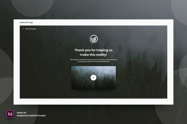 网站感谢页面设计UI设计模板素材 Thank you Page – Adobe XD
