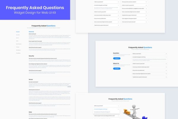 10款FAQ帮助中心页面设计UI设计模板素材 10 FAQs Widget Design for Web-UI Kit
