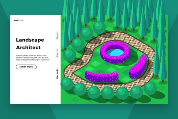 景观设计公司网站Banner＆着陆页设计模板素材 Landscape Architect – Banner & Landing Page