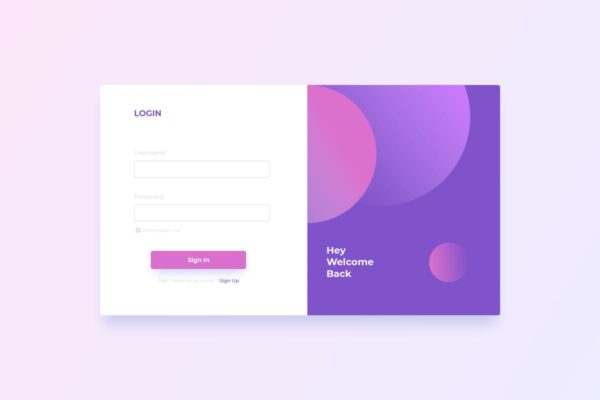 网站注册登录表单UI设计模板素材 ADL – Login Screen.03