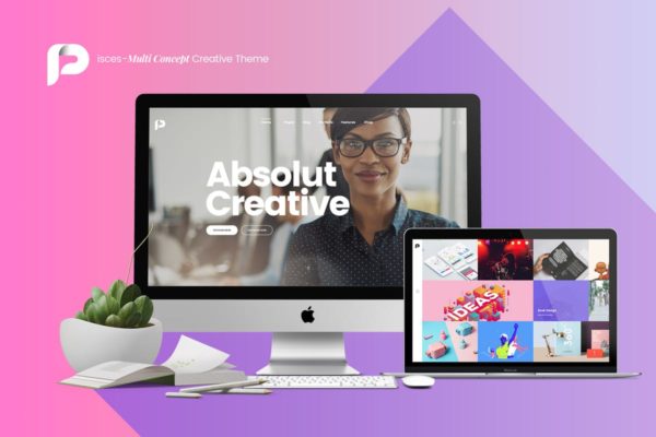 创意多用途多图版式网站设计PSD分层设计模板素材 Pisces-Multi Concept Creative PSD Template