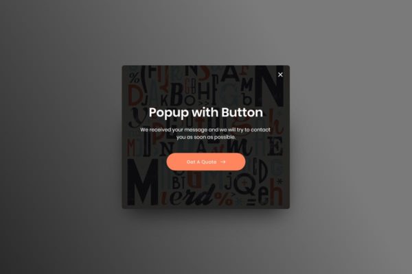 网站通知弹窗窗口设计模板素材 Popup with Button – Adobe XD