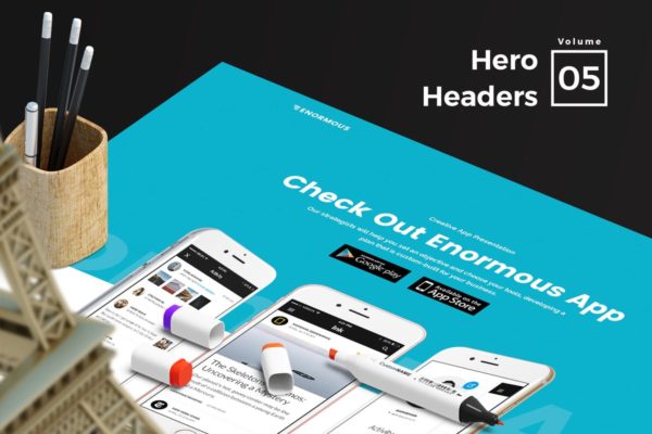 网站头部设计巨无霸Headers设计模板素材V5 Hero Headers for Web Vol 05