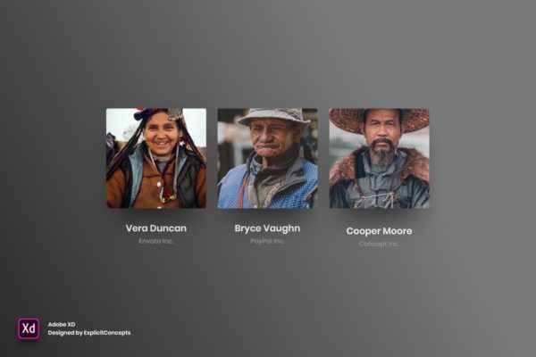 适用于Adob​​e XD的网站设计卡片UI设计模板素材Vol.2 Team Vol 02 – Adobe XD