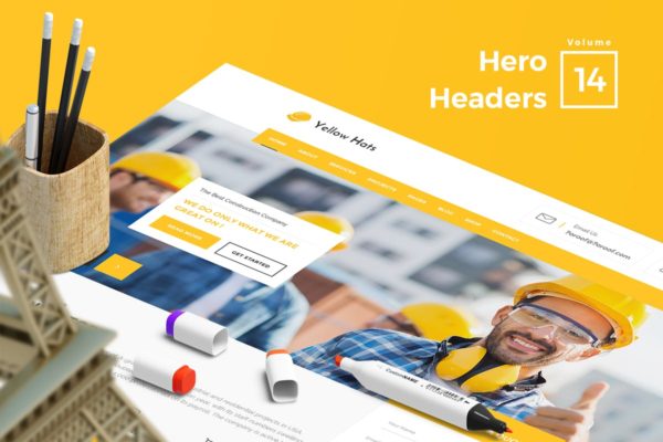 网站头部设计巨无霸Headers设计模板素材V14 Hero Headers for Web Vol 14