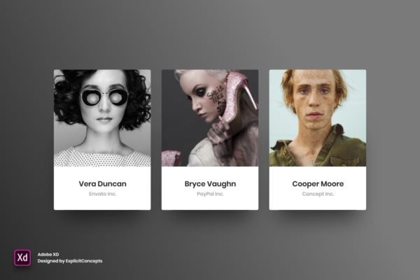 适用于Adob​​e XD的网站设计卡片UI设计模板素材Vol.5 Team Vol 05 – Adobe XD