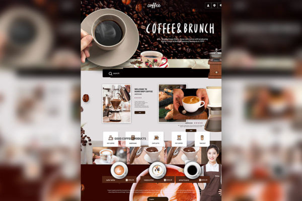 咖啡餐厅餐饮网站主页设计PSD分层设计模板素材