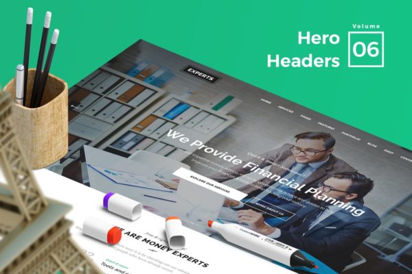 网站头部设计巨无霸Header设计模板素材V6 Hero Headers for Web Vol 06