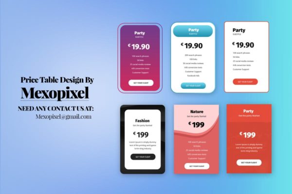 企业网站价格表单UI设计模板素材 Business Pricing Table UI PSD Template
