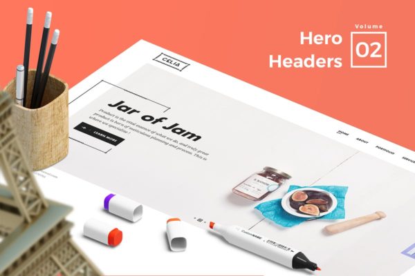 网站头部设计巨无霸Header设计模板素材V2 Hero Headers for Web Vol 02