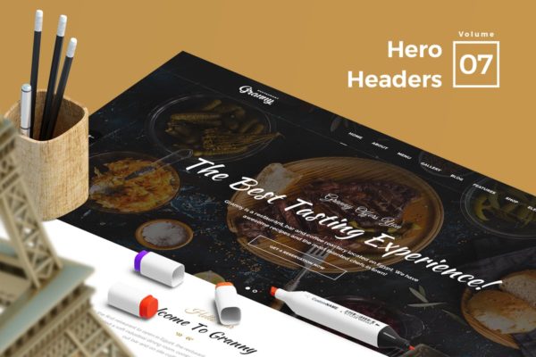 网站头部设计巨无霸Header设计模板素材V7 Hero Headers for Web Vol 07