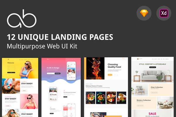 第一素材下午茶：多用途时尚网页模板文件[Sketch,XD]