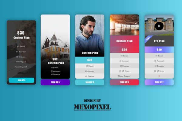 商业网站定价表/价格表单UI设计模板素材 Business Pricing Table For Website PSD Template