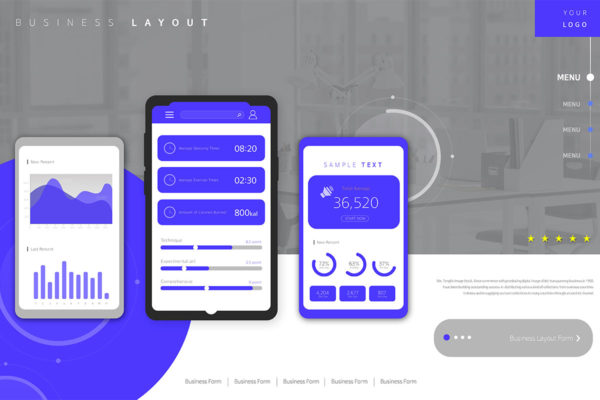 商业企业网站主页布局设计PSD分层设计模板素材