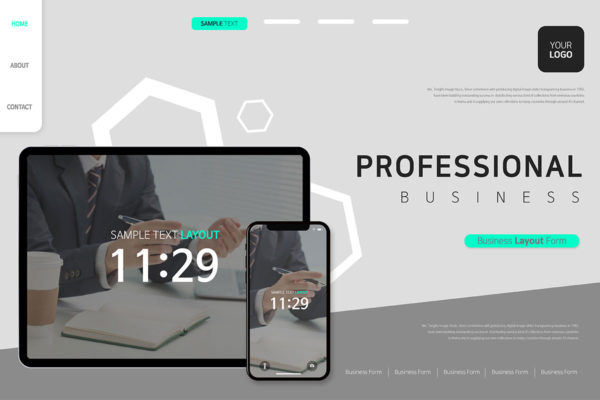 现代商业网站主页UI设计PSD分层设计模板素材