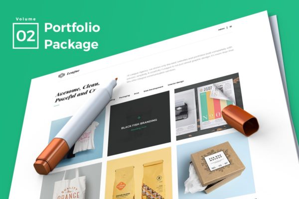 创意设计产品展示网站着陆页设计UI设计模板素材V2 Web Portfolio Vol 02