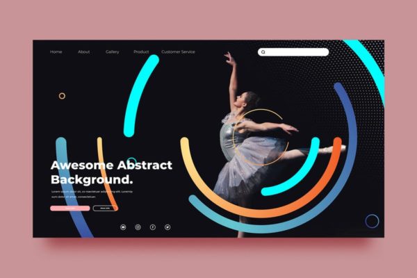 彩色线条抽象圆环背景网站着陆页设计模板素材 SRTP – Abstract Background.42