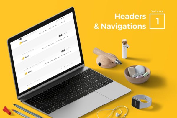 标题&导航菜单网站UI设计模板素材V1 Headers & Navigation for Web Vol 01