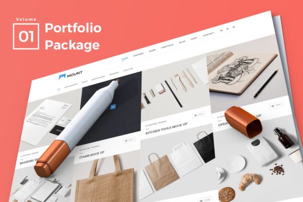 个人作品集展示网站着陆页设计UI设计模板素材V1 Web Portfolio Vol 01