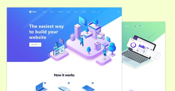 等距插画网站设计工具网站PSD分层设计模板素材