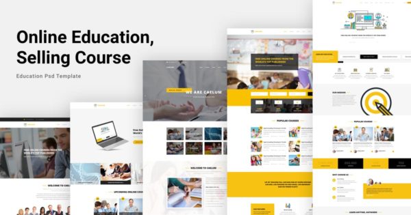在线教育/网络课程网站设计PSD分层设计模板素材 Caelum – Online Education, Course PSD Template
