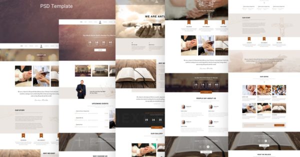 教堂和宗教主题网站设计PSD分层设计模板素材 Antlia – Church & Religion PSD Template