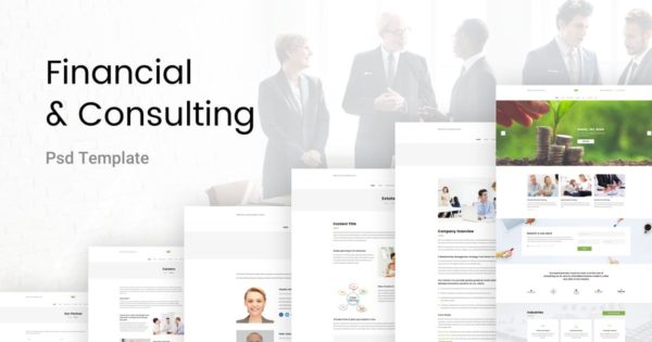 财务与咨询网站设计PSD分层设计模板素材 Financial & Consulting PSD Template