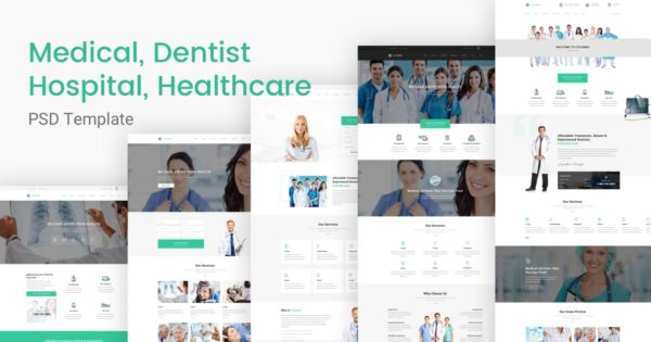 医疗和牙医主题网站设计PSD分层设计模板素材 Columba – Medical & Dentist PSD Template