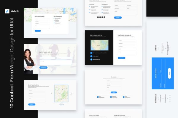 10款网站联系我们页面设计UI设计套件模板素材 10 Contact Form Widget Design for Web-UI Kit