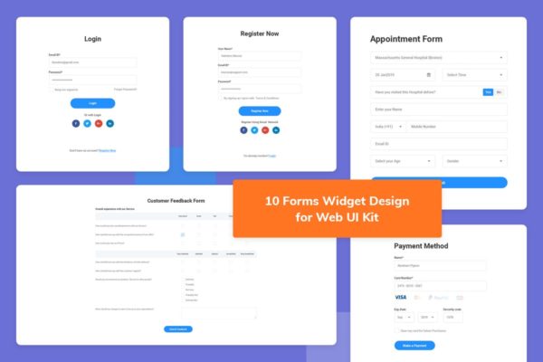 10款网页表单UI设计模板素材 10 Forms Widget Design for Web-UI Kit