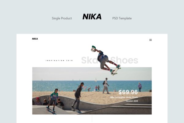 新品产品发布页面设计落地页模板设计 Nika – Single Product Landing Page