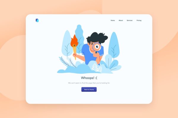 网站404错误页面设计模板素材插画素材 Error page Desktop Illustration