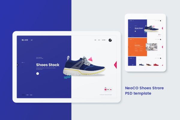 潮牌运动鞋网站设计PSD分层设计模板素材 NeoCO – Shoes Store PSD Template