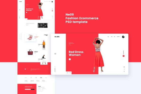 时尚主题电商网站用户交互界面设计PSD分层设计模板素材 Ne09 – Fashion Ecommerce PSD template