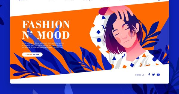 时尚主题人物背景插画网站Banner＆落地页模板设计 Fashion Mood – Banner & Landing Page