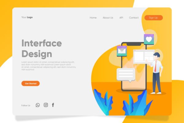 Web用户界面设计插画网站Banner＆落地页模板设计 Interface Design – Banner & Landing Page